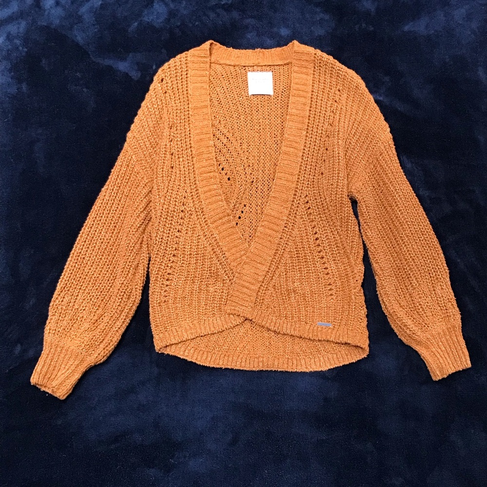 🔥 A&F Puff Sleeve Chunky Knit Cardigan in Pumpkin Spice - S 🔥 - Picture 2 of 8